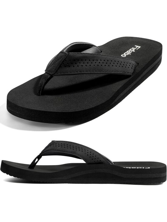 Men\'s Black Flip Flops With Arch Support Comfortable Yoga Mat Sandals Casual main image 3